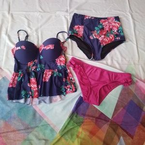 Floral peplum tankini set